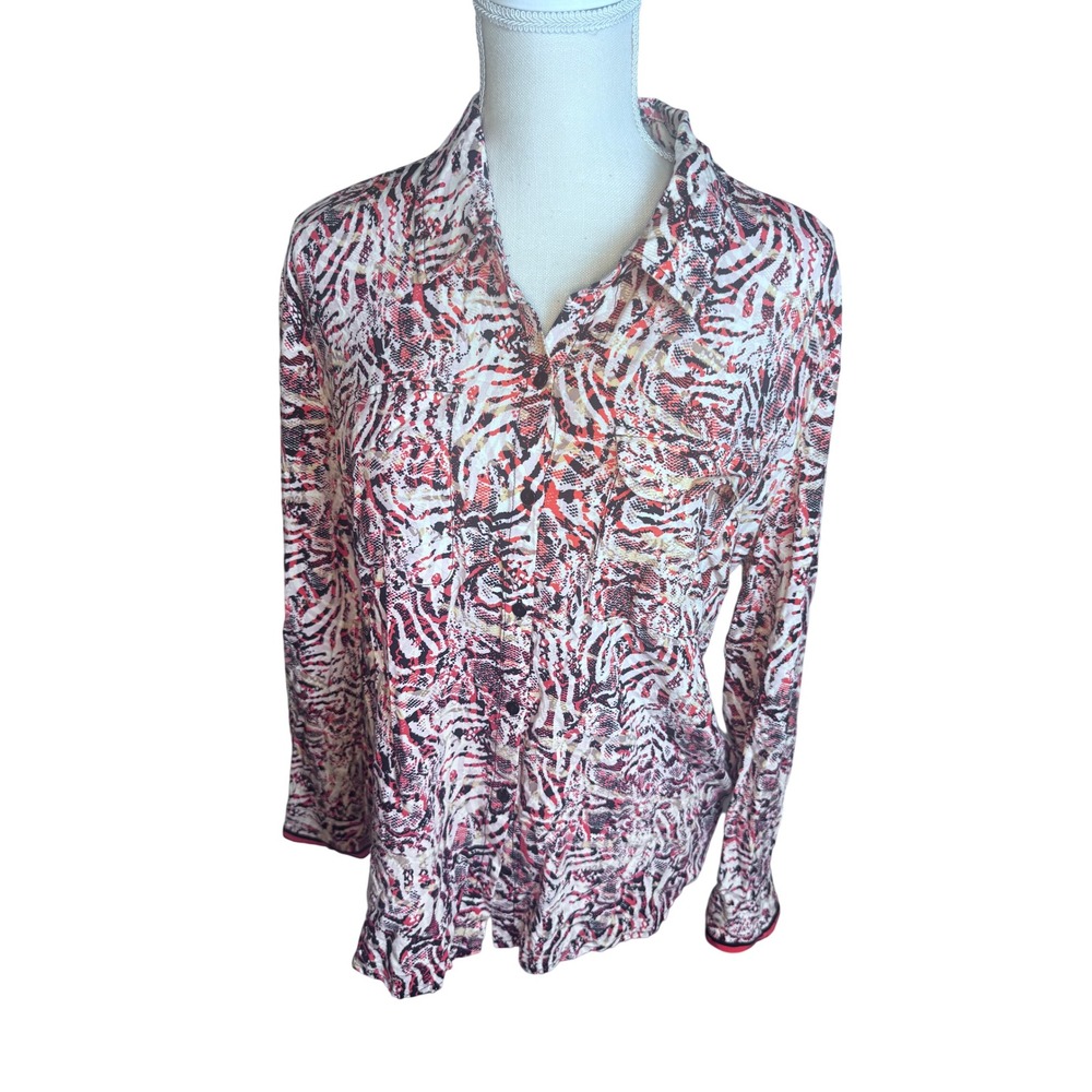 Liverpool Los Angeles Mixed Animal Print Button Down Shirt blouse career Large